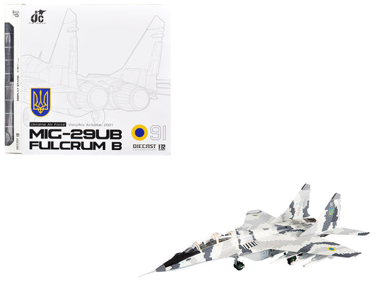 Mikoyan MiG-29UB Fulcrum-B Fighter Aircraft "Vasylkiv Air Base Ukraine" (2021) Ukrainian Air Force 1/72 Diecast Model by JC Wings - Use code SHOPAPP15 to get 15 percent off