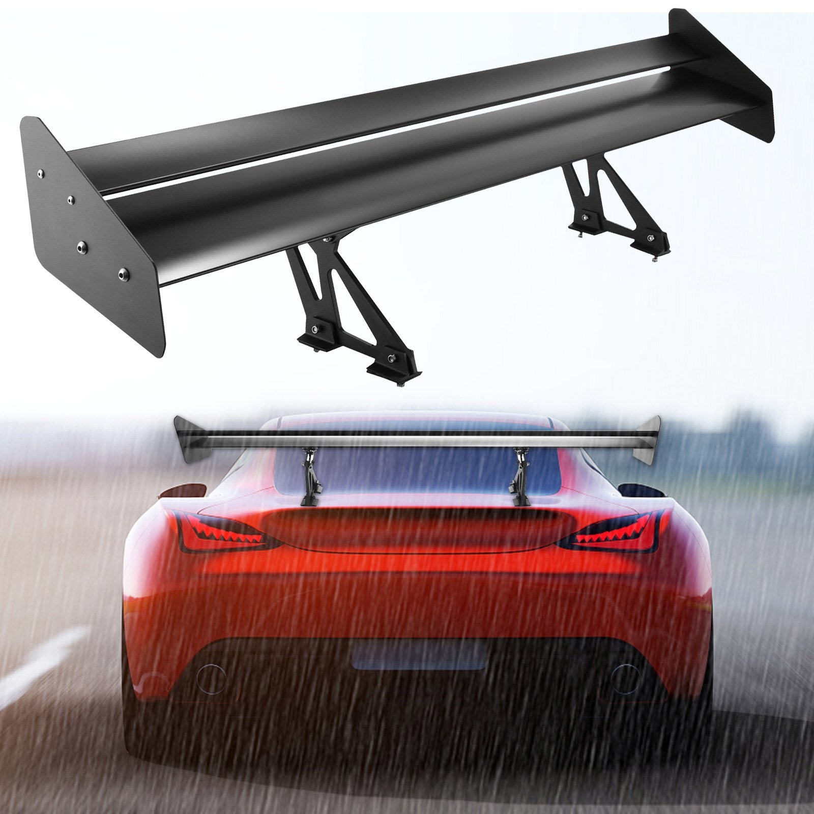 VEVOR Double Deck GT Wing Spoiler 53 inch Universal Lightweight Aluminum Adjustable Rear Spoiler Angel Racing Spoiler BGW Drift JDM Drift Black (53 inch Double Deck) - Premium Trunk Spoiler from VEVOR - Just $116.19! Shop now at Rapidvehicles