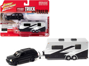 2005 Cadillac Escalade Matt Black with Camper Trailer Limited Edition to 6012 pieces Worldwide "Truck and Trailer" Series 1/64 Diecast Model Car by Johnny Lightning - Premium 1/64 Scale Sets from Johnny Lightning - Just $43.46! Shop now at Rapidvehicles