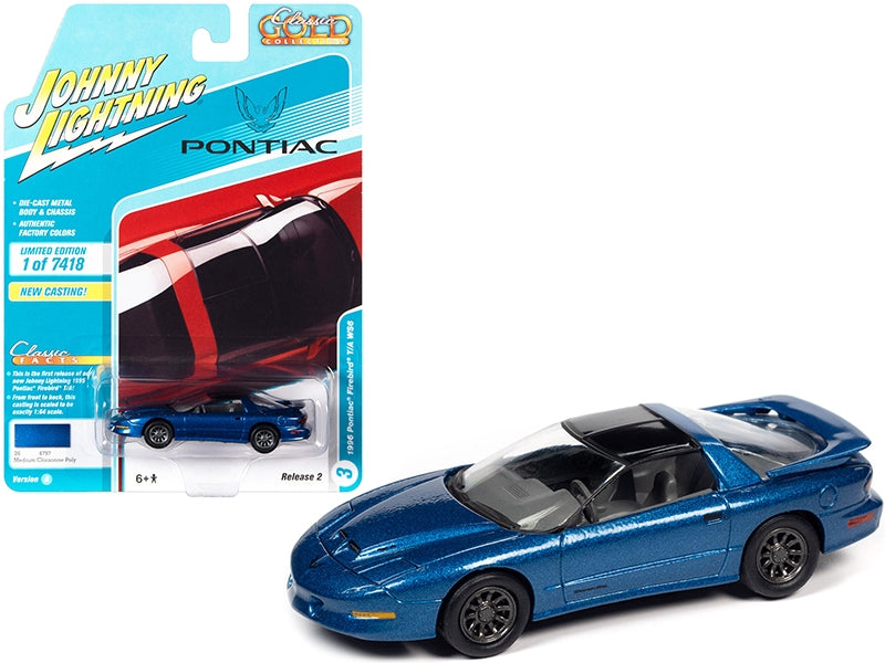 1996 Pontiac Firebird Trans Am T/A WS6 Medium Cloisonne Blue Metallic with Black Top "Classic Gold Collection" Limited Edition to 7418 pieces Worldwide 1/64 Diecast Model Car by Johnny Lightning - Premium Pontiac Models from Johnny Lightning - Just $24.99! Shop now at Rapidvehicles