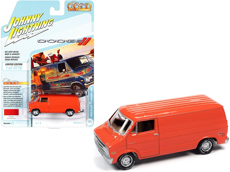 1976 Dodge Tradesman Van Custom Red-Orange "Classic Gold - Premium Dodge Models from Johnny Lightning - Just $29.99! Shop now at Rapidvehicles