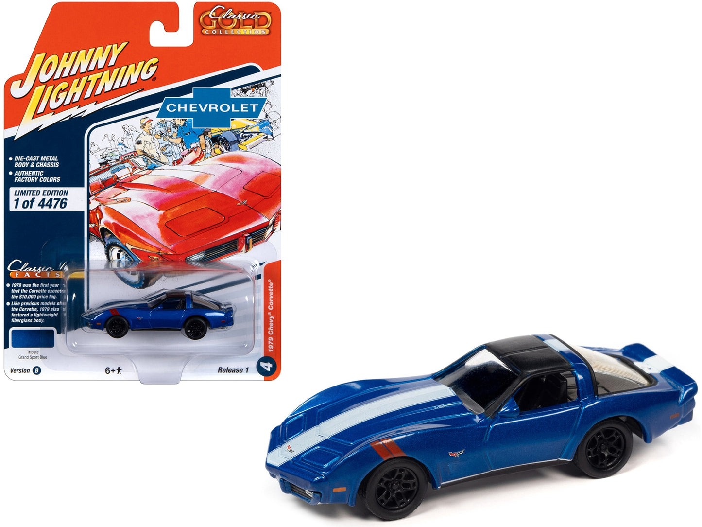 1979 Chevrolet Corvette Grand Sport Blue Metallic with WhiteFREE SHIPPING IN US - Premium Corvette Models from Johnny Lightning - Just $28.79! Shop now at Rapidvehicles