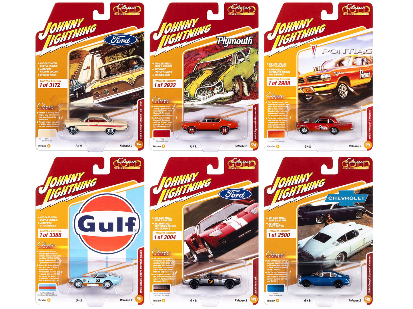 "Classic Gold Collection" 2023 Set A of 6 Cars Release 2 1/64 - Premium 1/64 Scale Sets from Johnny Lightning - Just $84.59! Shop now at Rapidvehicles