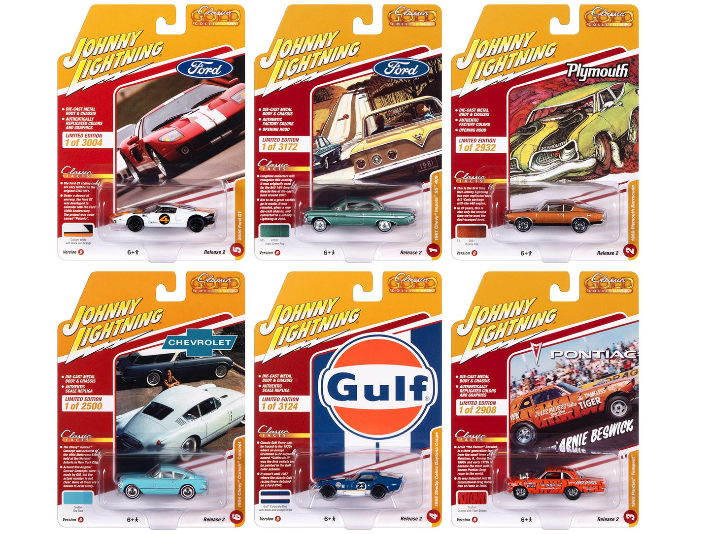 "Classic Gold Collection" 2023 Set B of 6 Cars Release 2 1/64 - Premium 1/64 Scale Sets from Johnny Lightning - Just $84.59! Shop now at Rapidvehicles