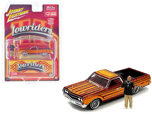 1965 Chevrolet El Camino Lowrider Red Metallic with Orange - Premium 1/64 Scale Sets from Johnny Lightning - Just $43.19! Shop now at Rapidvehicles