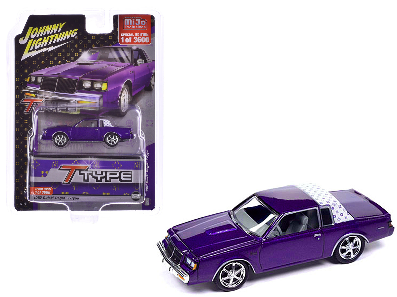 1987 Buick Regal T-Type Purple Metallic Limited Edition to 3600 pieces Worldwide 1/64 Diecast Model Car by Johnny Lightning free shipping USA