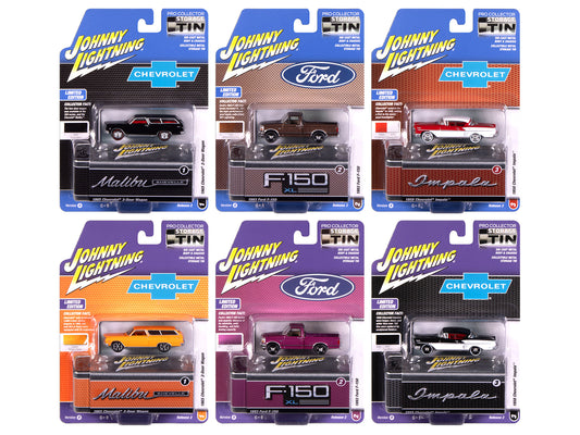 Johnny Lightning Collector's Tin 2025 Set of 6 Cars Release 2 Limited Edition 1/64 Diecast Model Cars by Johnny Lightning