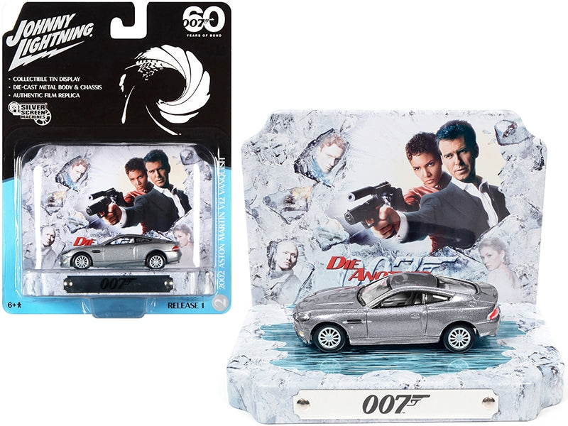 2002 Aston Martin V12 Vanquish Tungsten Silver Metallic with Collectible Tin Display "007" (James Bond) "Die Another Day" (2002) Movie "60 Years Of Bond" 1/64 Diecast Model Car by Johnny Lightning - Premium Movie/TV Series Models from Johnny Lightning - Just $46.69! Shop now at Rapidvehicles