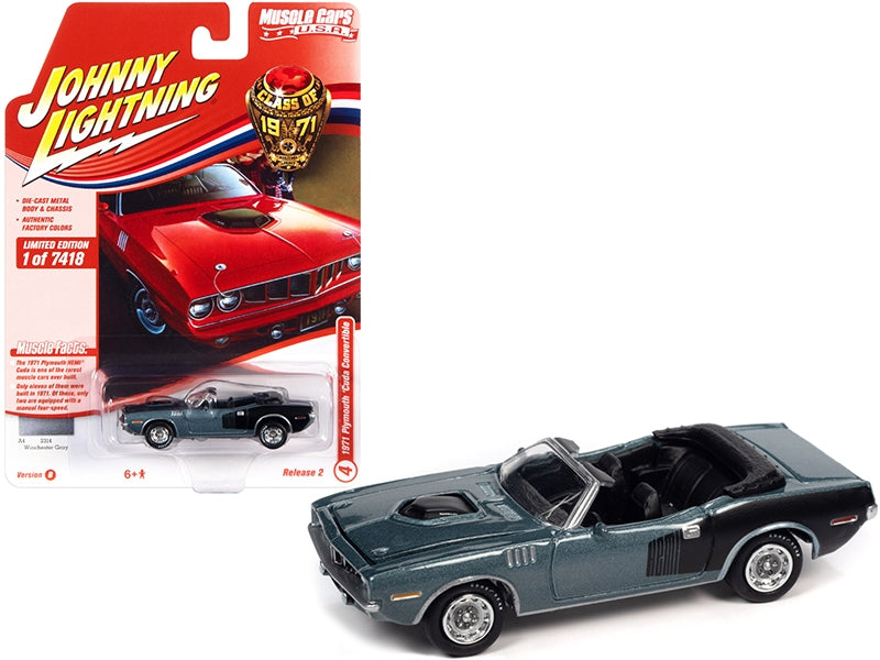 1971 Plymouth Barracuda Convertible Winchester Gray Metallic with - Premium Plymouth Models from Johnny Lightning - Just $28.79! Shop now at Rapidvehicles