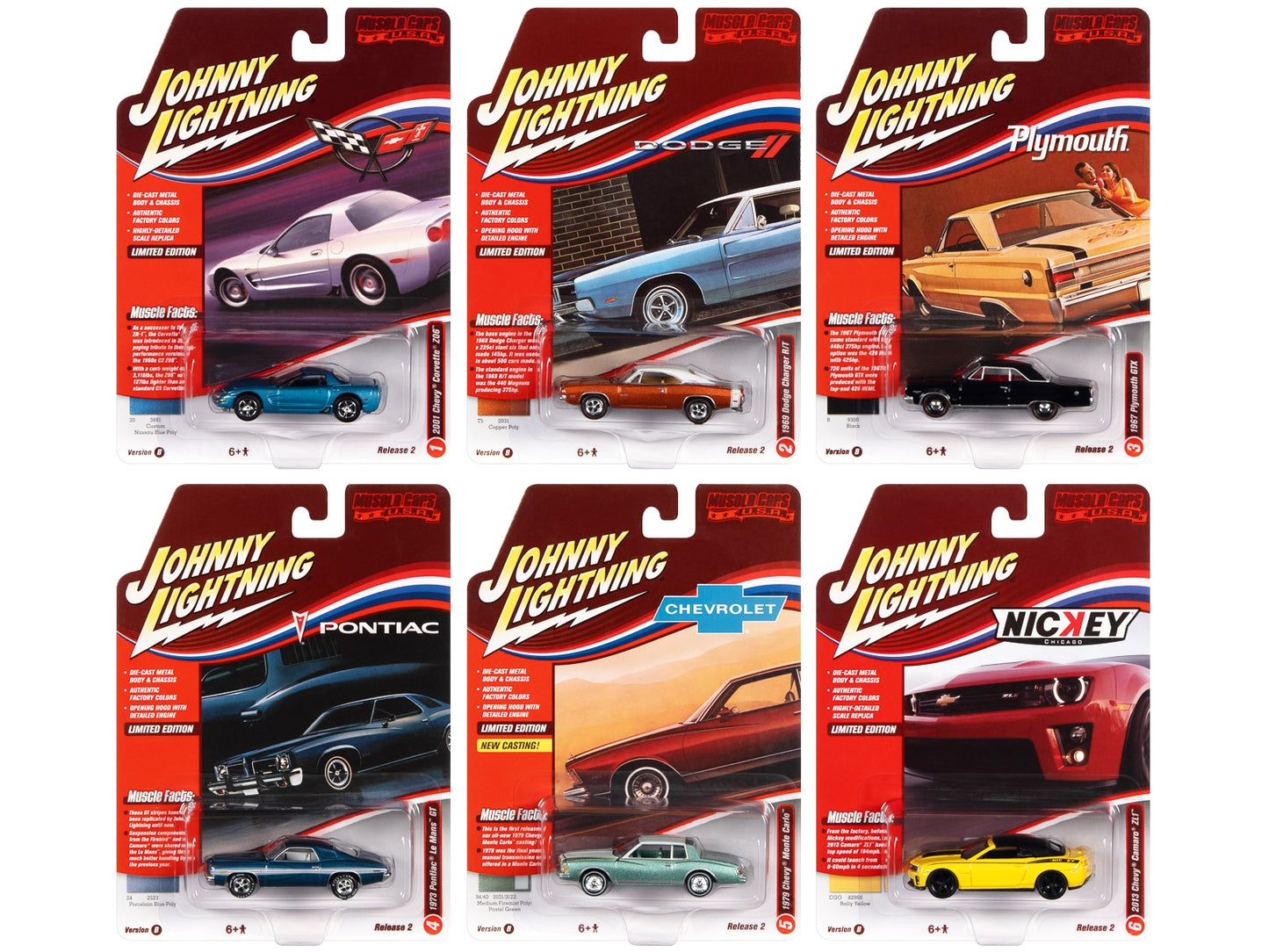 "Muscle Cars USA" 2022 Set B of 6 pieces Release 2 1/64 Diecast