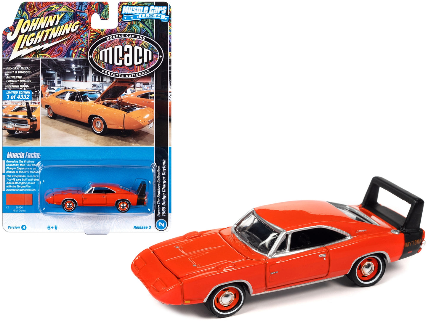 1969 Dodge Charger Daytona HEMI Orange with Black Tail Stripe - Premium Dodge Models from Johnny Lightning - Just $22.56! Shop now at Rapidvehicles