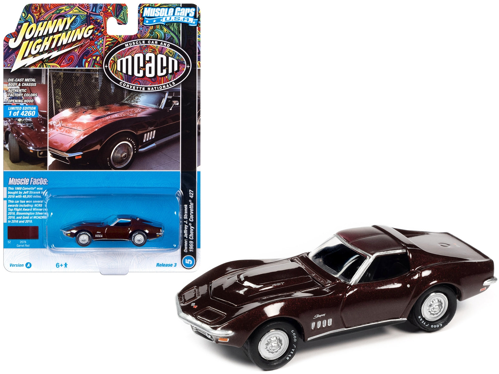 1969 Chevrolet Corvette 427 Garnet Red Metallic "MCACN (Muscle Car and Corvette Nationals)" Limited Edition to 4260 pieces Worldwide "Muscle Cars USA" Series 1/64 Diecast Model Car by Johnny Lightning - Premium Corvette Models from Johnny Lightning - Just $23.99! Shop now at Rapidvehicles