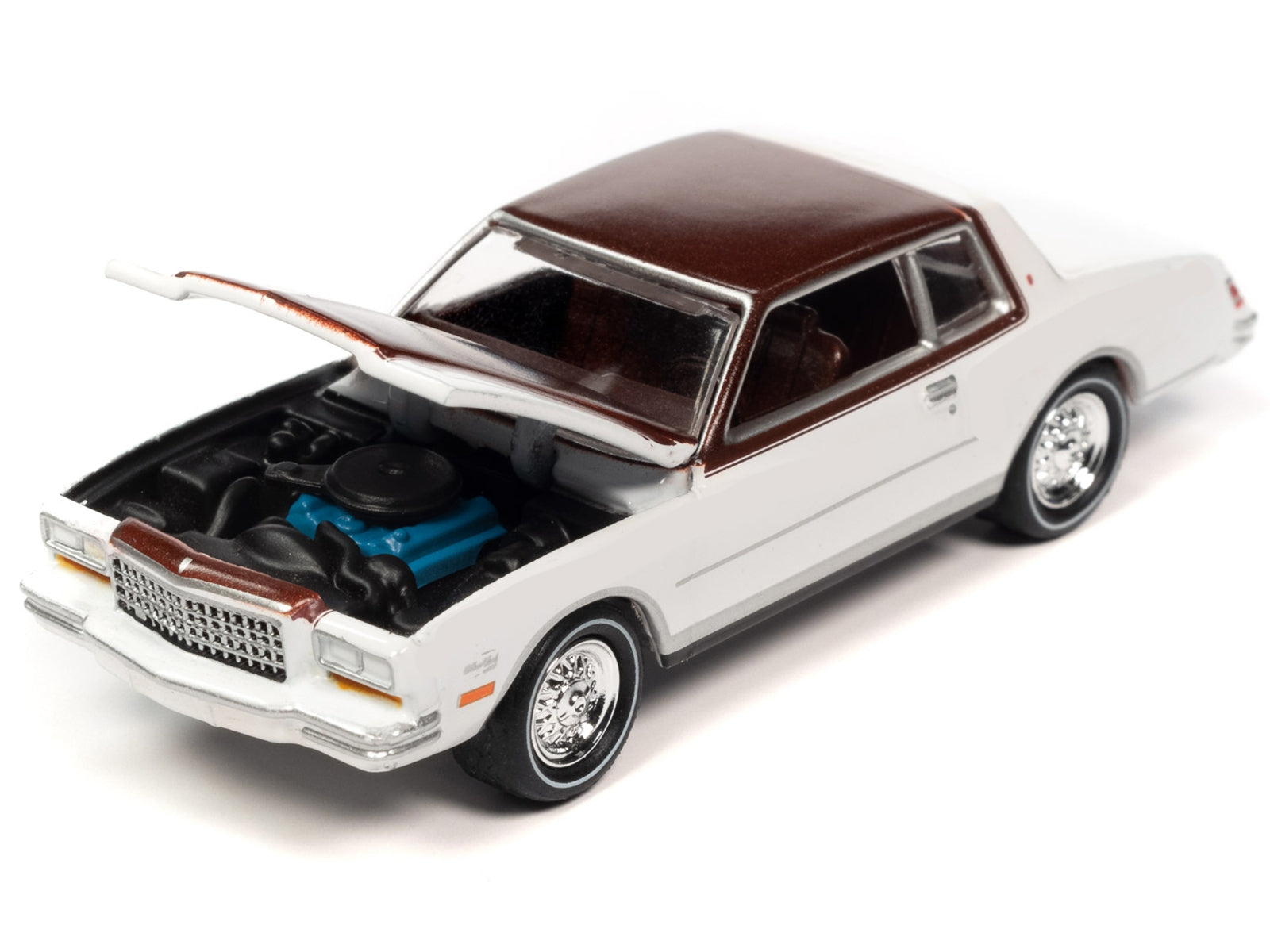 1980 Chevrolet Monte Carlo White and Dark Claret Brown Metallic - Premium Chevrolet Models from Johnny Lightning - Just $22.56! Shop now at Rapidvehicles