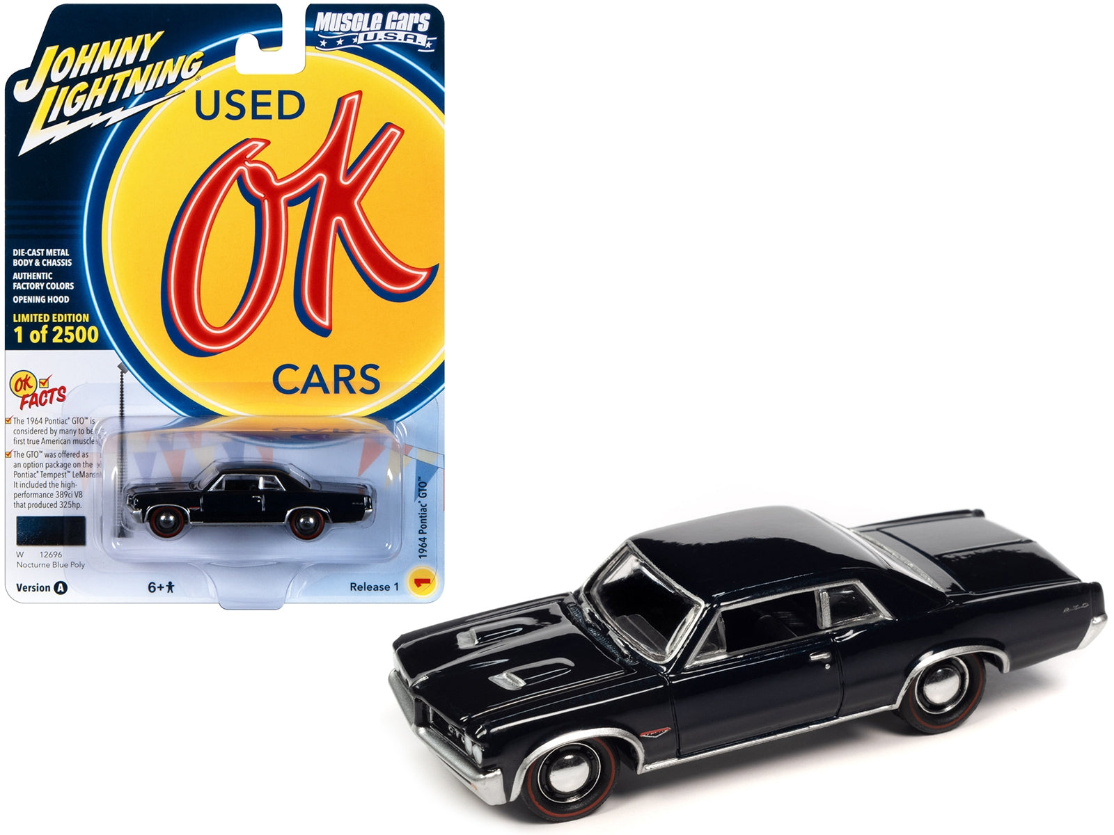 1964 Pontiac GTO Nocturne Blue Metallic Limited Edition to 2500 pieces Worldwide "OK Used Cars" 2023 Series 1/64 Diecast Model Car by Johnny Lightning - Premium Pontiac Models from Johnny Lightning - Just $18.75! Shop now at Rapidvehicles