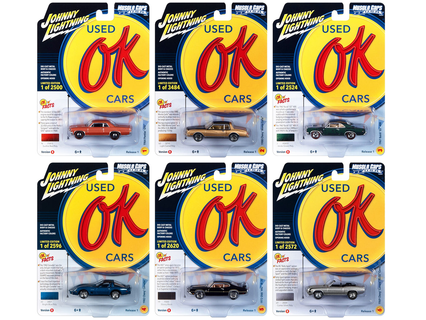 "Muscle Cars USA" 2023 Set B of 6 pieces Release 1 "OK Used Cars" - Premium 1/64 Scale Sets from Johnny Lightning - Just $84.59! Shop now at Rapidvehicles