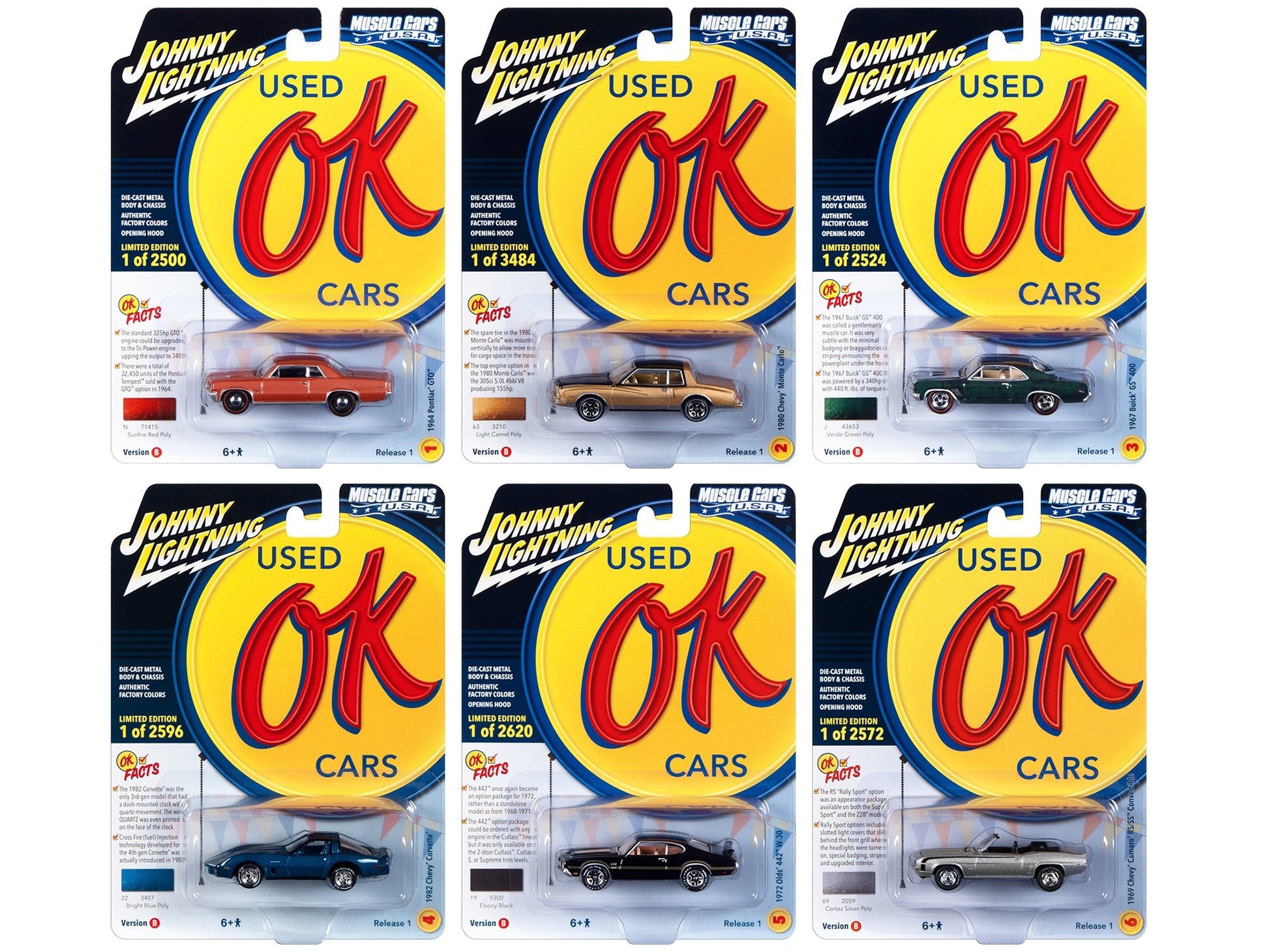 "Muscle Cars USA" 2023 Set B of 6 pieces Release 1 "OK Used Cars" - Premium 1/64 Scale Sets from Johnny Lightning - Just $84.59! Shop now at Rapidvehicles