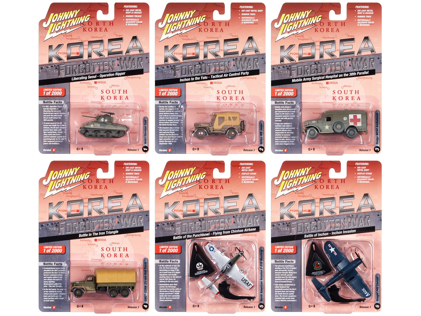 "Korea: The Forgotten War" Military Set B of 6 pieces 2023 Release 1 Limited Edition to 2000 pieces Worldwide Diecast Models by Johnny Lightning - Premium 1/64 Scale Sets from Johnny Lightning - Just $94.99! Shop now at Rapidvehicles