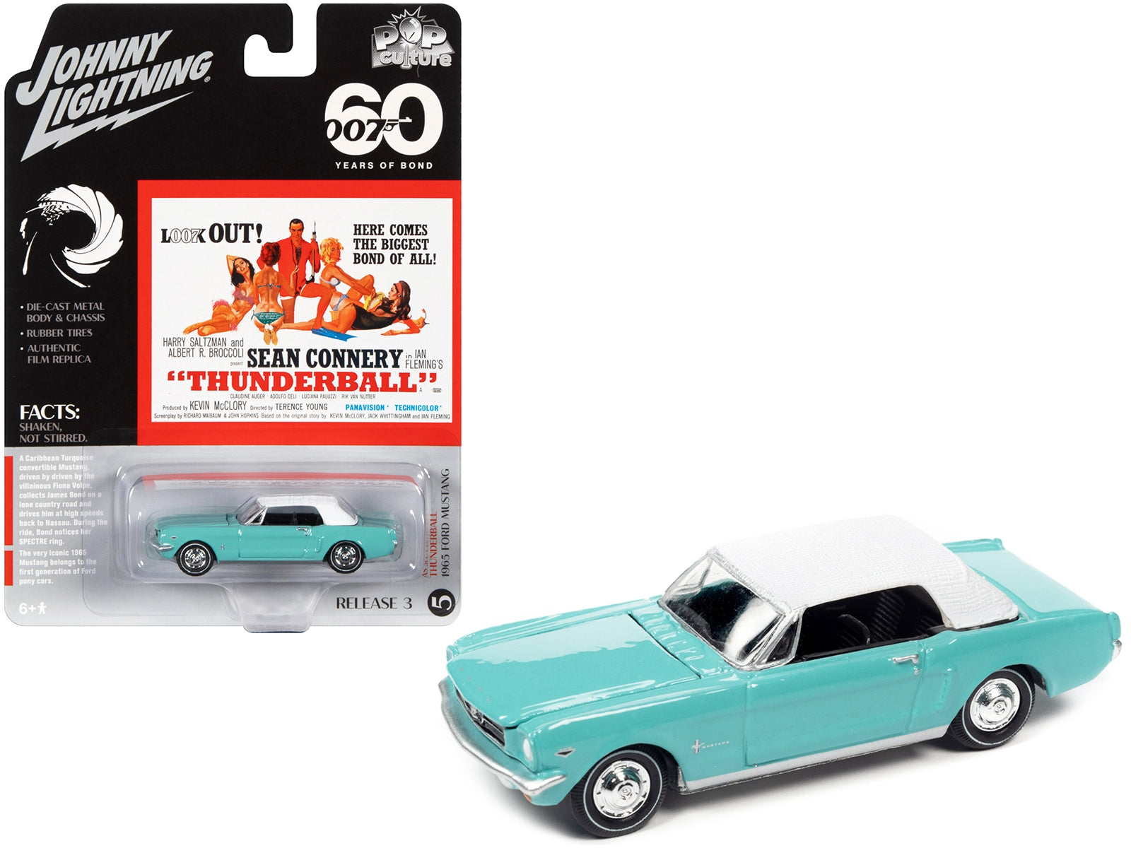 1965 Ford Mustang Light Blue with White Top James Bond 007 - Premium Movie/TV Series Models from Johnny Lightning - Just $19.74! Shop now at Rapidvehicles