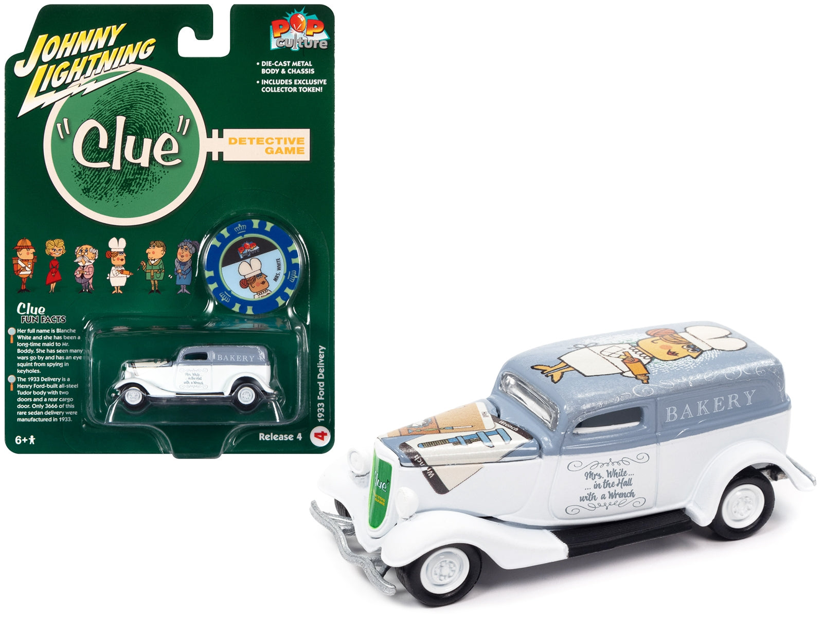 1933 Ford Delivery Van White with Gray Top (Mrs. White) with - Premium Ford Models from Johnny Lightning - Just $26.68! Shop now at Rapidvehicles