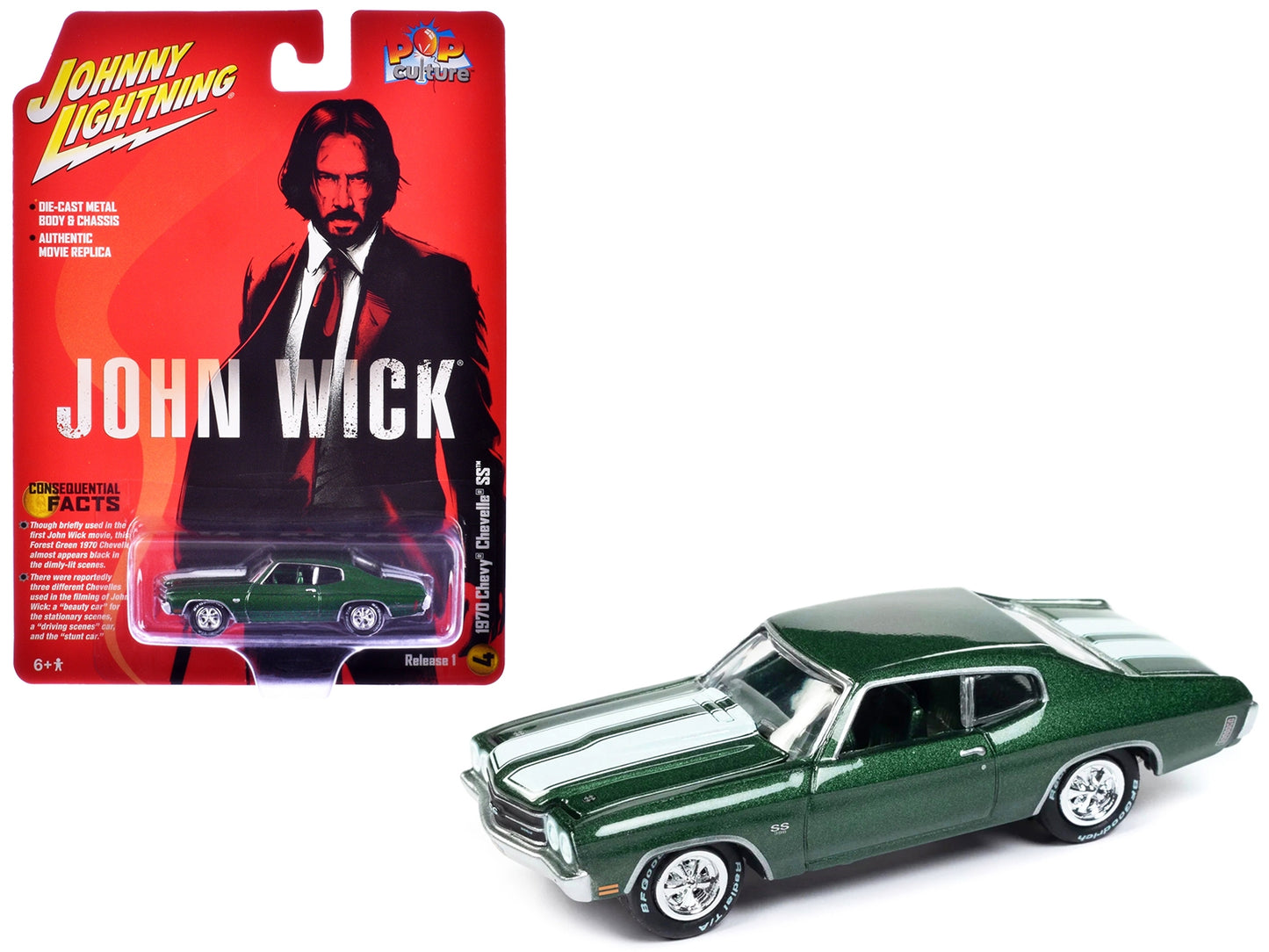 1970 Chevrolet Chevelle SS Forest Green Metallic with White - Premium Chevrolet Models from Johnny Lightning - Just $29.69! Shop now at Rapidvehicles