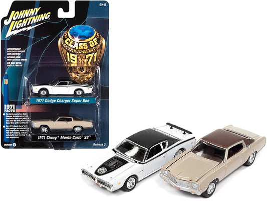 1971 Dodge Charger Super Bee White and 1971 Chevrolet Monte Carlo - Premium 1/64 Scale Sets from Johnny Lightning - Just $43.19! Shop now at Rapidvehicles