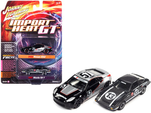 2006 Nissan 350Z #57 Black and Silver with Graphics and 1981 Mazda RX-7 #13 Dark Silver with Stripes "Import Heat GT" Set of 2 Cars 1/64 Diecast Model Cars by Johnny Lightning - Premium Nissan Models from Johnny Lightning - Just $32.99! Shop now at Rapidvehicles