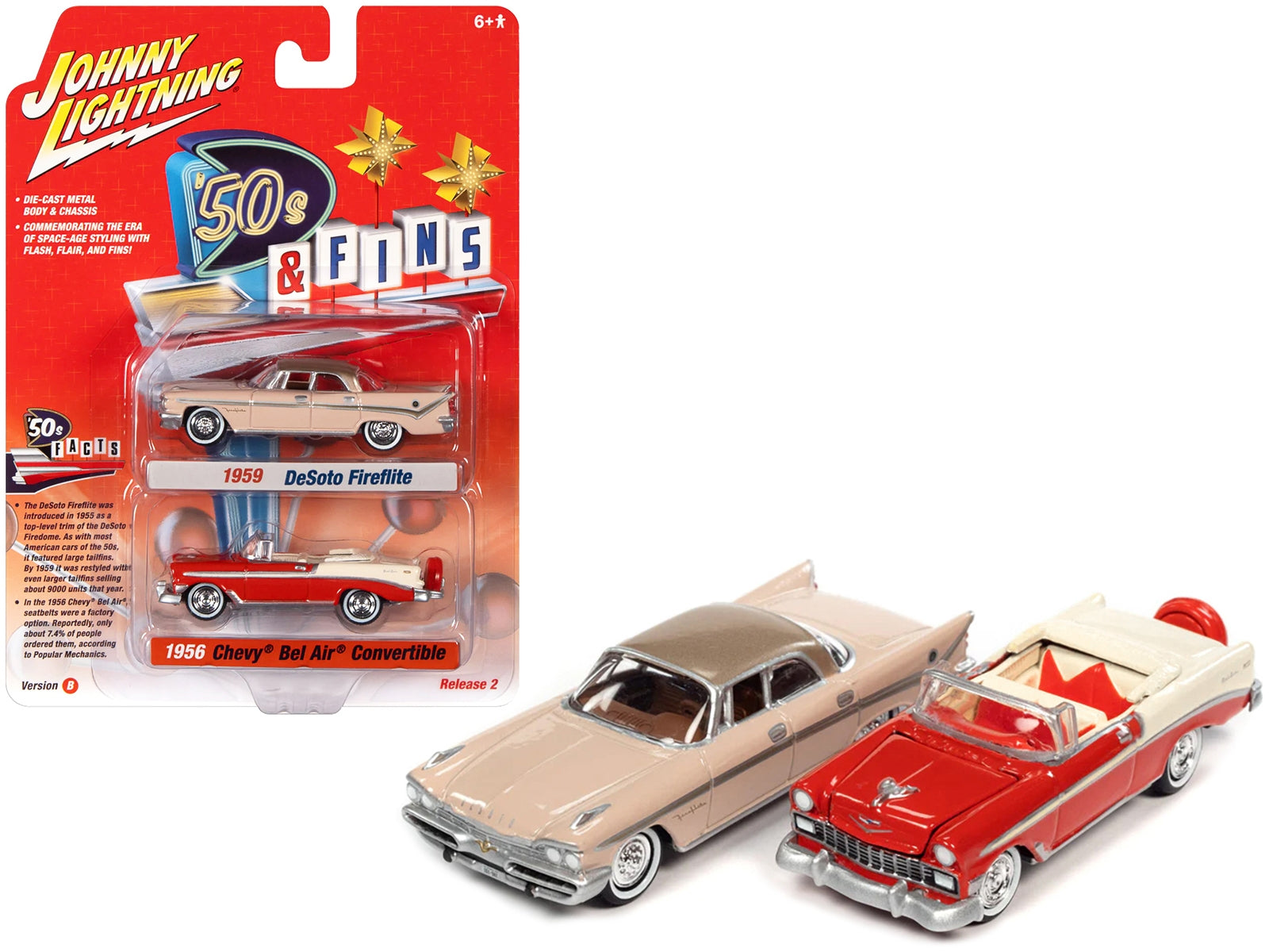 1959 Desoto Fireflite Spring Rose Pink with Golden Tan Top and - Premium DeSoto Models from Johnny Lightning - Just $41.39! Shop now at Rapidvehicles