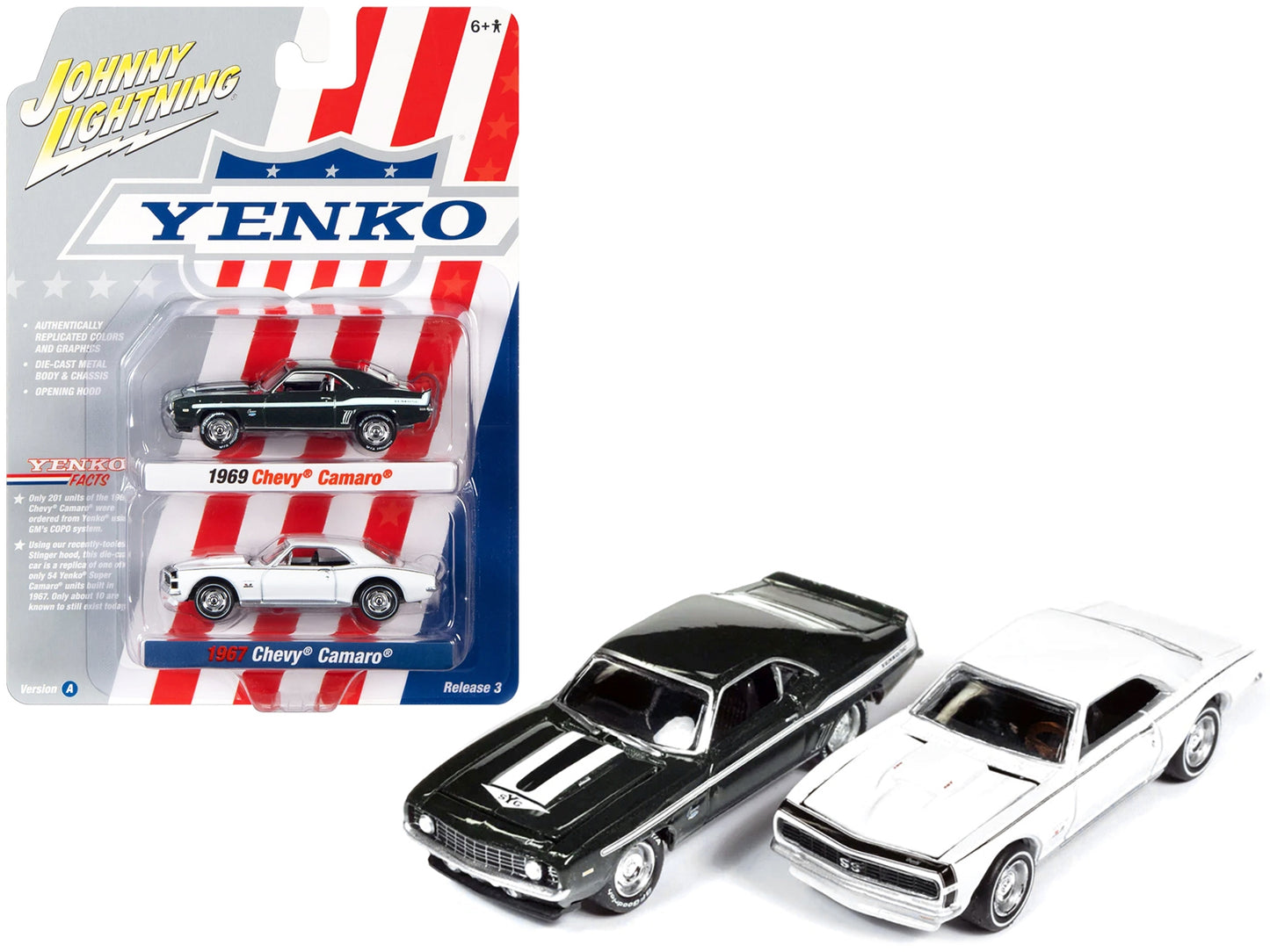 1969 Chevrolet Camaro Fathom Green Metallic with White Stripes - Premium Chevrolet Models from Johnny Lightning - Just $27.63! Shop now at Rapidvehicles