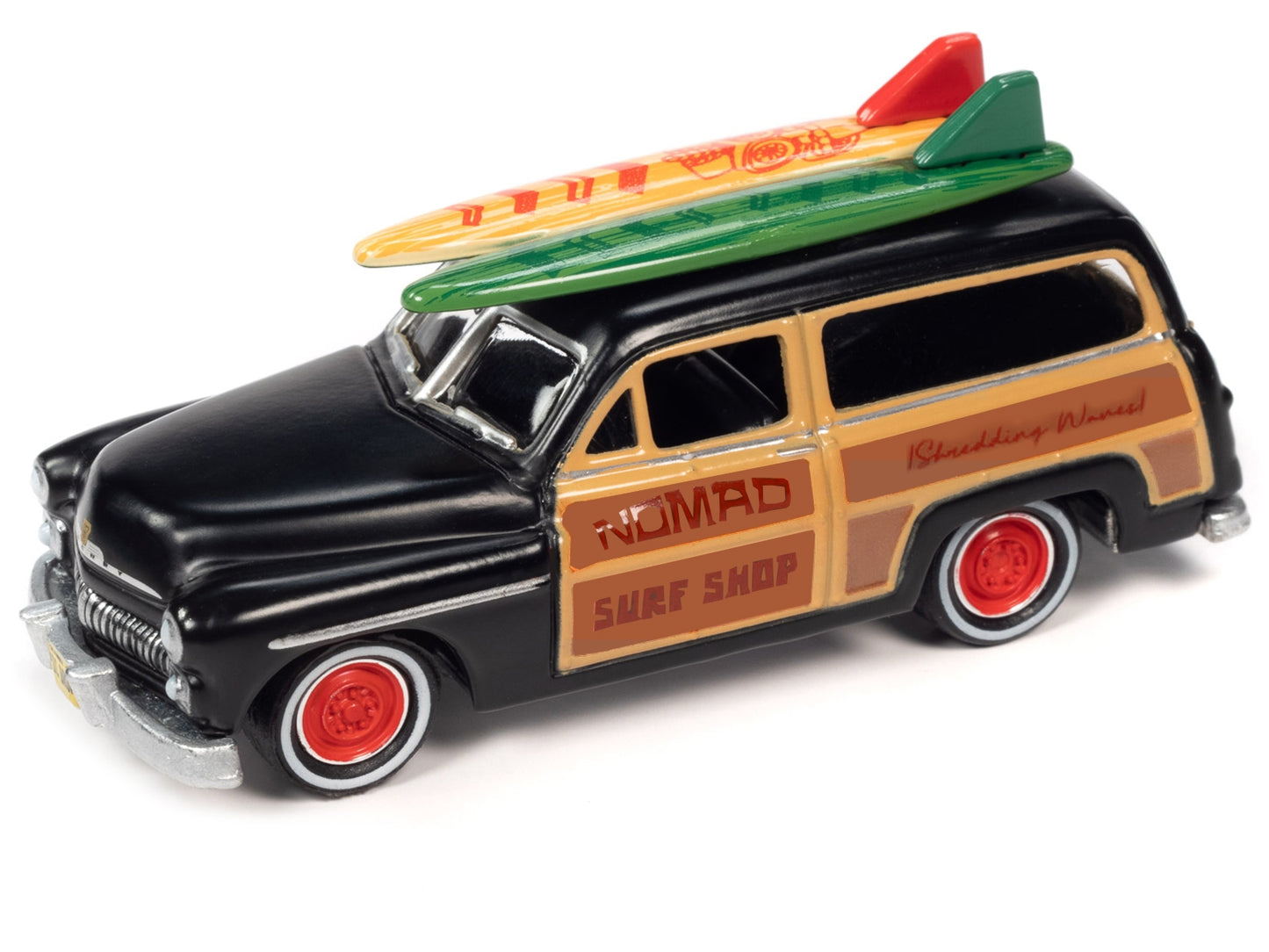 1950 Mercury Woody Wagon Matt Black w/ Wood Panels "Nomad Surf - Premium Mercury Models from Johnny Lightning - Just $36.99! Shop now at Rapidvehicles