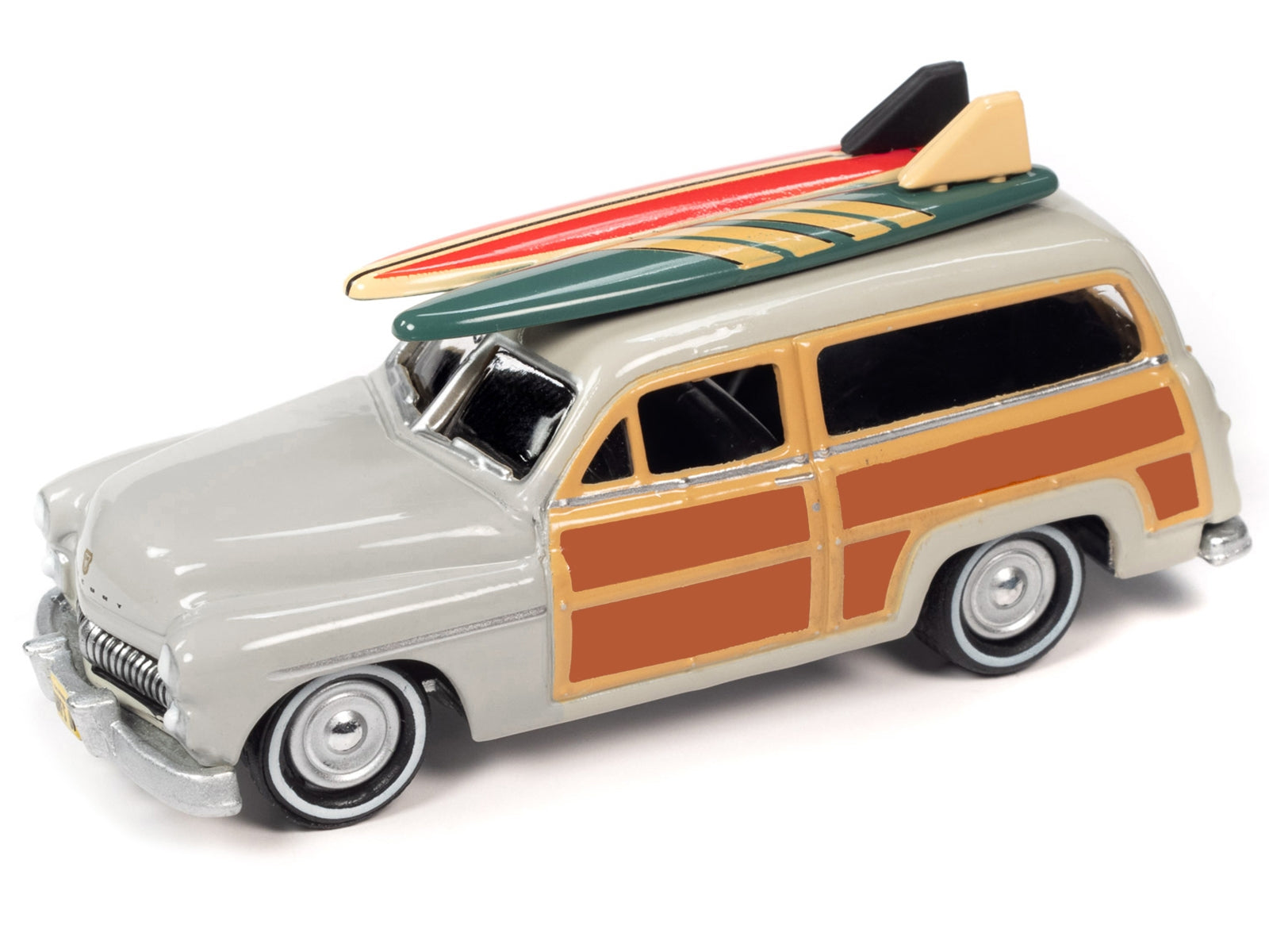 1950 Mercury Woody Wagon Dakota Gray with Wood Panels & Surfboards on Roof & 1959 Cadillac Ambulance Dull Red w/ Surfboards on Roof Cocoa Beach Rescue Patrol Surf Rods "Set of 2" Cars 2-Packs 2023 Release 2 1/64 Diecast Model Cars by Johnny Lightning - Premium Mercury Models from Johnny Lightning - Just $27.99! Shop now at Rapidvehicles