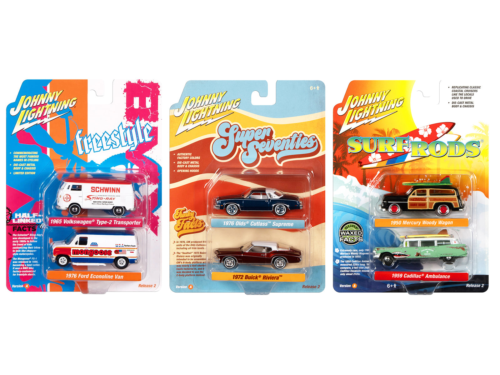 Johnny Lightning "2-Packs" 2023 Set A of 6 pieces Release 2 1/64 Diecast Model Cars by Johnny Lightning free shipping USA
