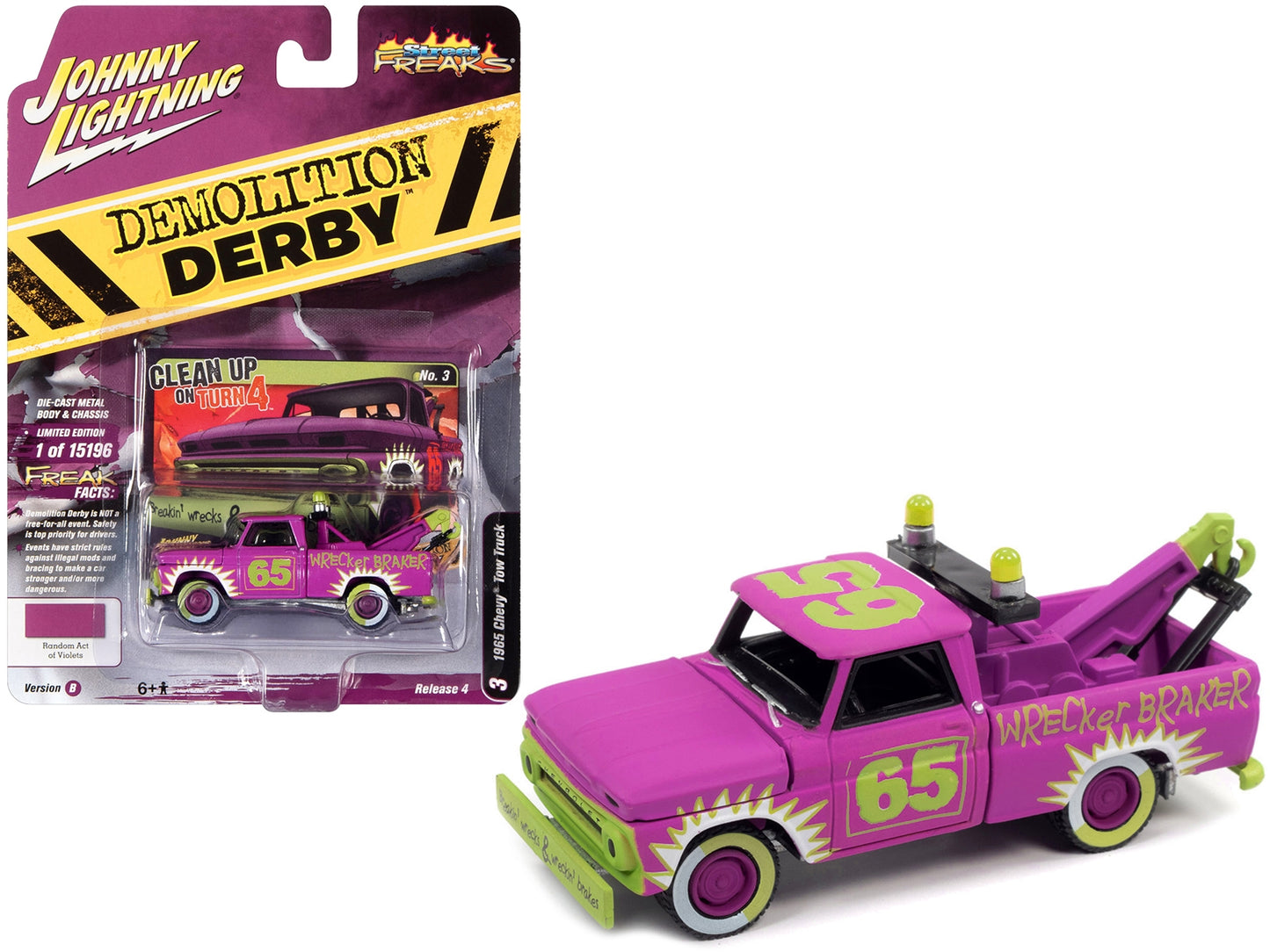 1965 Chevrolet Tow Truck #65 Random Acts of Violets Purple with - Premium Tow Trucks Models from Johnny Lightning - Just $20.73! Shop now at Rapidvehicles