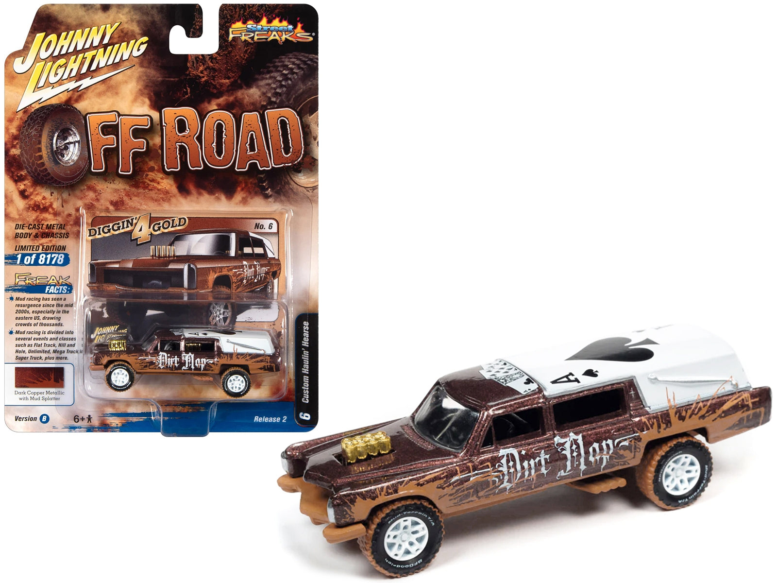 Haulin' Hearse Custom Dark Copper Metallic with Mud Graphics "Dirt Mop" "Off Road" Series Limited Edition to 8178 pieces Worldwide 1/64 Diecast Model Car by Johnny Lightning - Premium Other from Johnny Lightning - Just $23.99! Shop now at Rapidvehicles