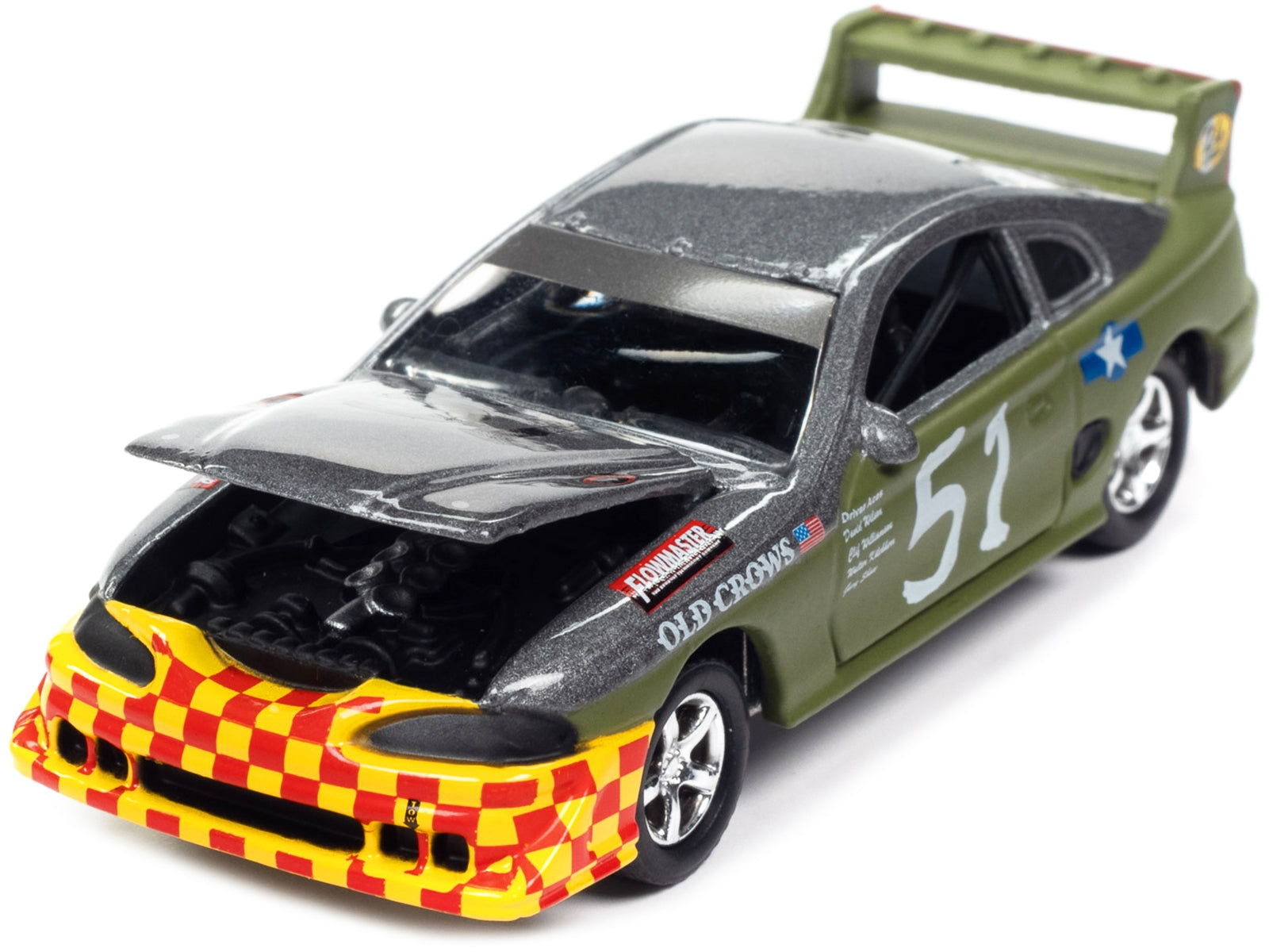 1990s Ford Mustang Race Car #51 Military Green and Dark Silver Metallic "Old Crows" "24 Hours of Lemons" Limited Edition to 4740 pieces Worldwide "Street Freaks" Series 1/64 Diecast Model Car by Johnny Lightning - Premium Mustang Models from Johnny Lightning - Just $25.07! Shop now at Rapidvehicles