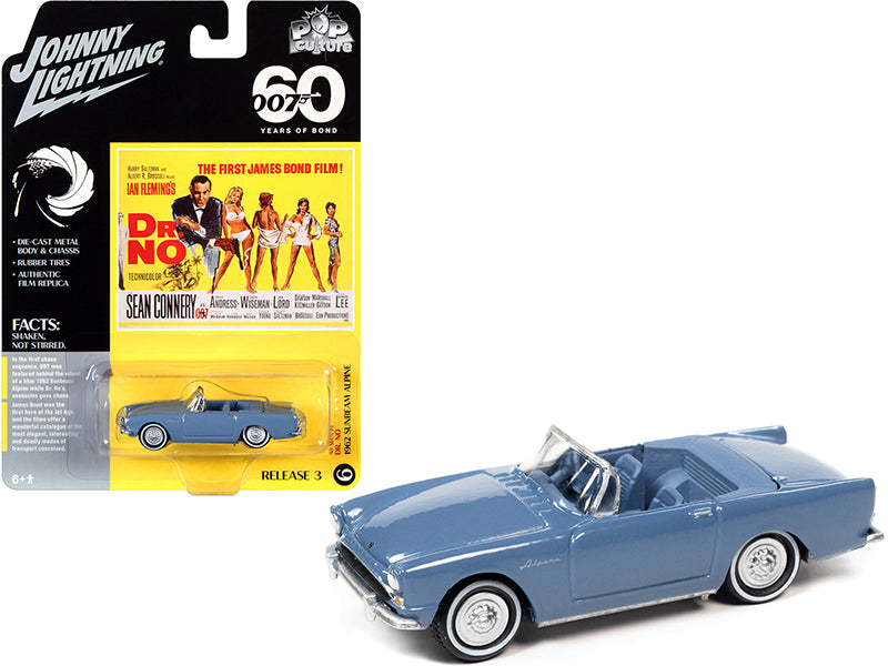 1962 Sunbeam Alpine Convertible Lake Blue James Bond 007 "Dr. No" (1962) Movie "Pop Culture" Series 3 1/64 Diecast Model Car by Johnny Lightning free shipping USA