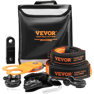 VEVOR Off-Road Recovery Kit, 3" x 30', Heavy Duty Winch Recovery Kit with 30000 lbs Tow Straps, 44092 lbs D-Ring Shackles, Shackle Receiver, Snatch Block Pulley, Gloves, Storage Bag for ATV Jeep Truck - Premium Recovery Straps from VEVOR - Just $124.59! Shop now at Rapidvehicles