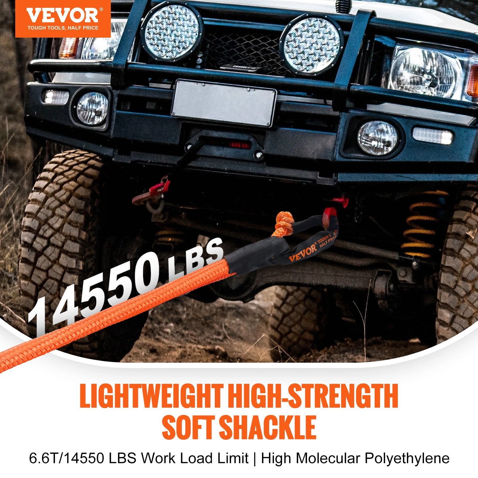 VEVOR Soft Shackle Synthetic Recovery Rope 2PCS 1/2"x22" 44092lbs Break Strength - Premium Towing Winch from VEVOR - Just $36.39! Shop now at Rapidvehicles