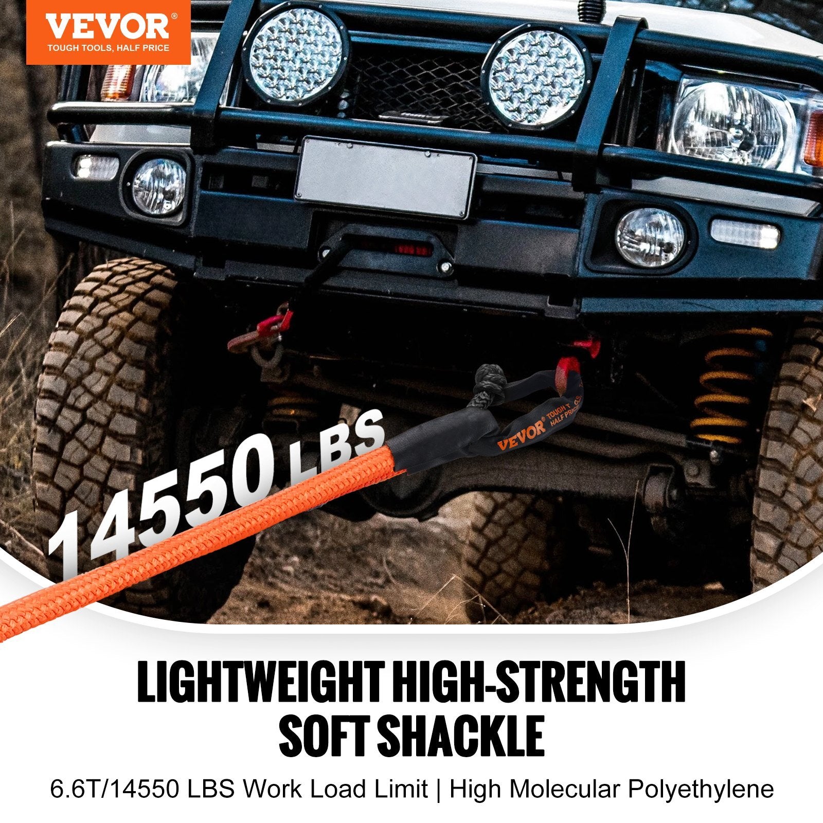 VEVOR Soft Shackle Synthetic Recovery Rope 2PCS 1/2"x22" 44092lbs Break Strength - Premium Towing Winch from VEVOR - Just $36.39! Shop now at Rapidvehicles