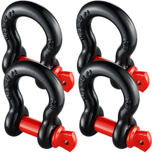 VEVOR 5/8" D-Ring Shackle, 4 Pack Alloy Steel Shackles 28660 lbs (13 Ton) Break Strength with 3/4" Screw Pin, Heavy Duty Off Road Vehicle Recovery Shackle, Towing Accessories for Jeep Truck, Black - Premium Towing Winch from VEVOR - Just $39.19! Shop now at Rapidvehicles