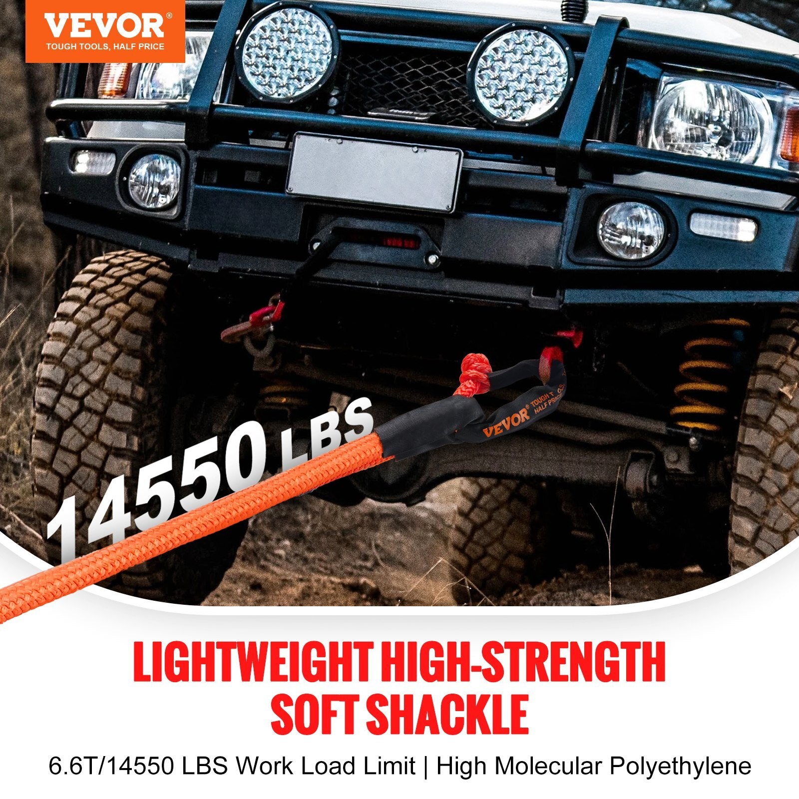 VEVOR Soft Shackle Synthetic Recovery Rope 2PCS 1/2"x22" 44092lbs Break Strength - Premium Towing Winch from VEVOR - Just $36.39! Shop now at Rapidvehicles