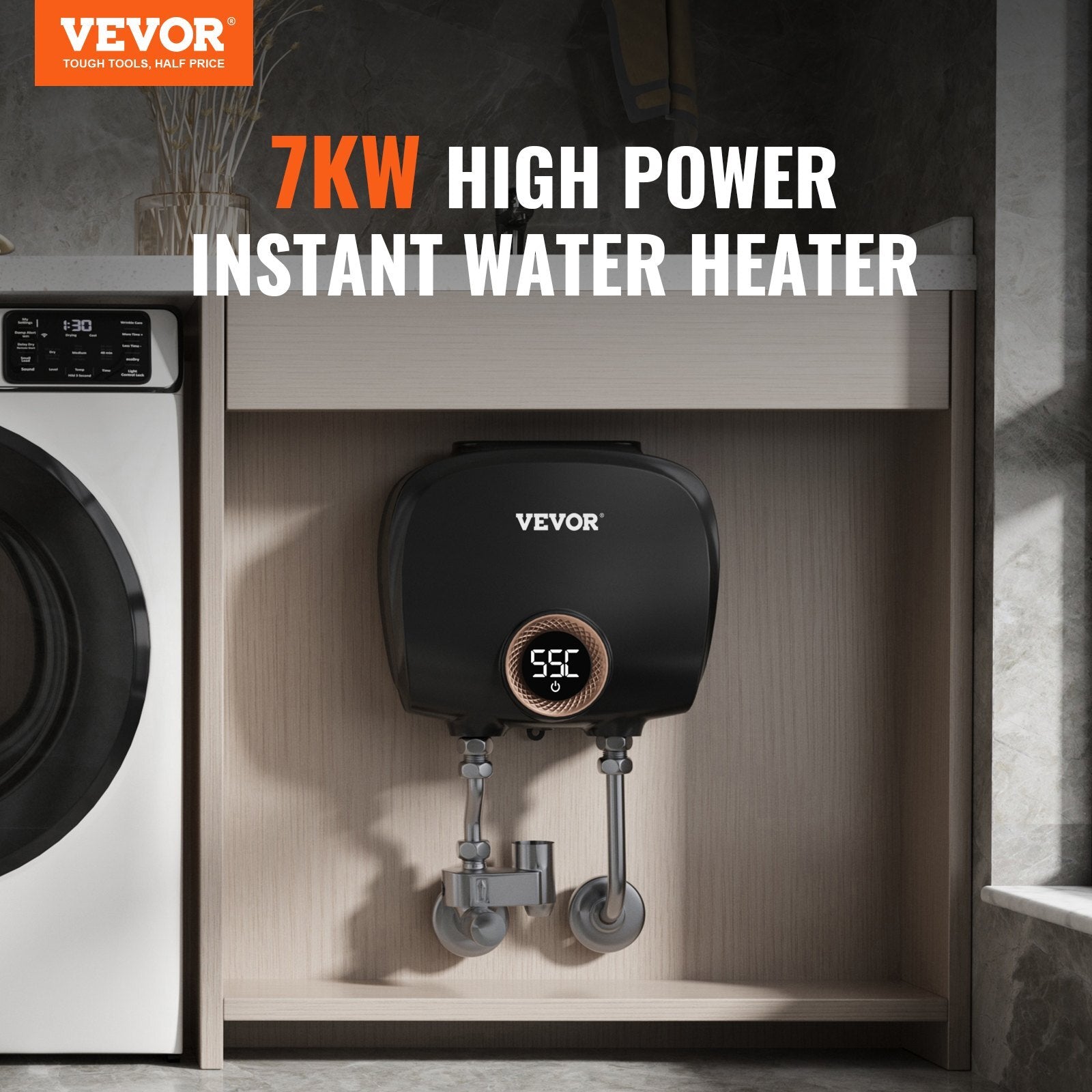 VEVOR Tankless Water Heater Electric, 7kw On Demand Instant Under Sink Water Boiler, Digital Temperature Display & Easy Installation & 24-Hour Water Supply, For Kitchen Bathroom Faucet And Shower - Premium Water Heaters from VEVOR - Just $132.53! Shop now at Rapidvehicles