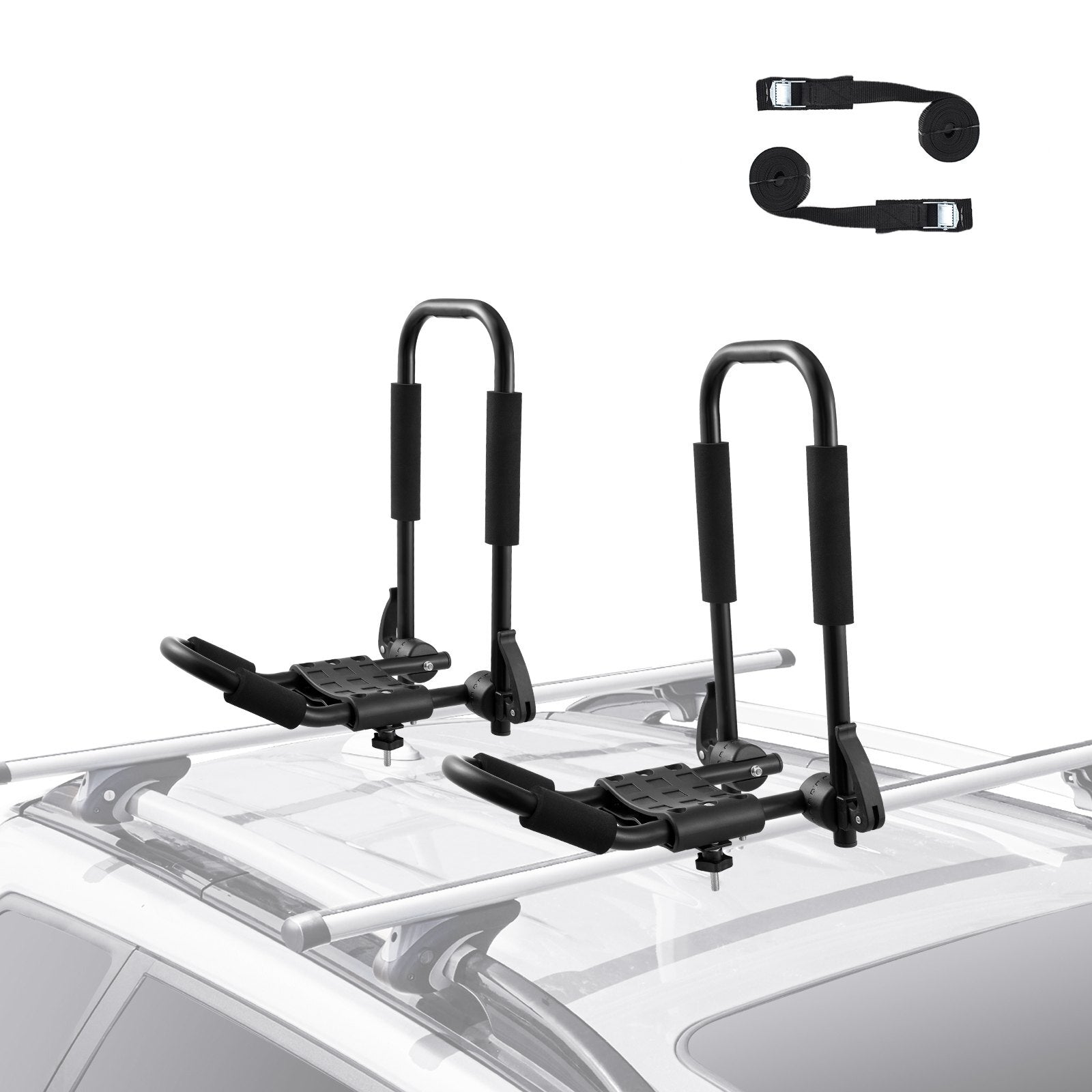 VEVOR Kayak Roof Rack 1 Pair J-Bar, Soft Roof Rack Quick Folding, Top Mount Tie Down, Carrier for kayak, Surf Board, Canoe, SUP, Ski Board, Mount on Car, SUV, Truck, 1 Kayak - Premium Roof Rack Cross Bars from VEVOR - Just $60.19! Shop now at Rapidvehicles