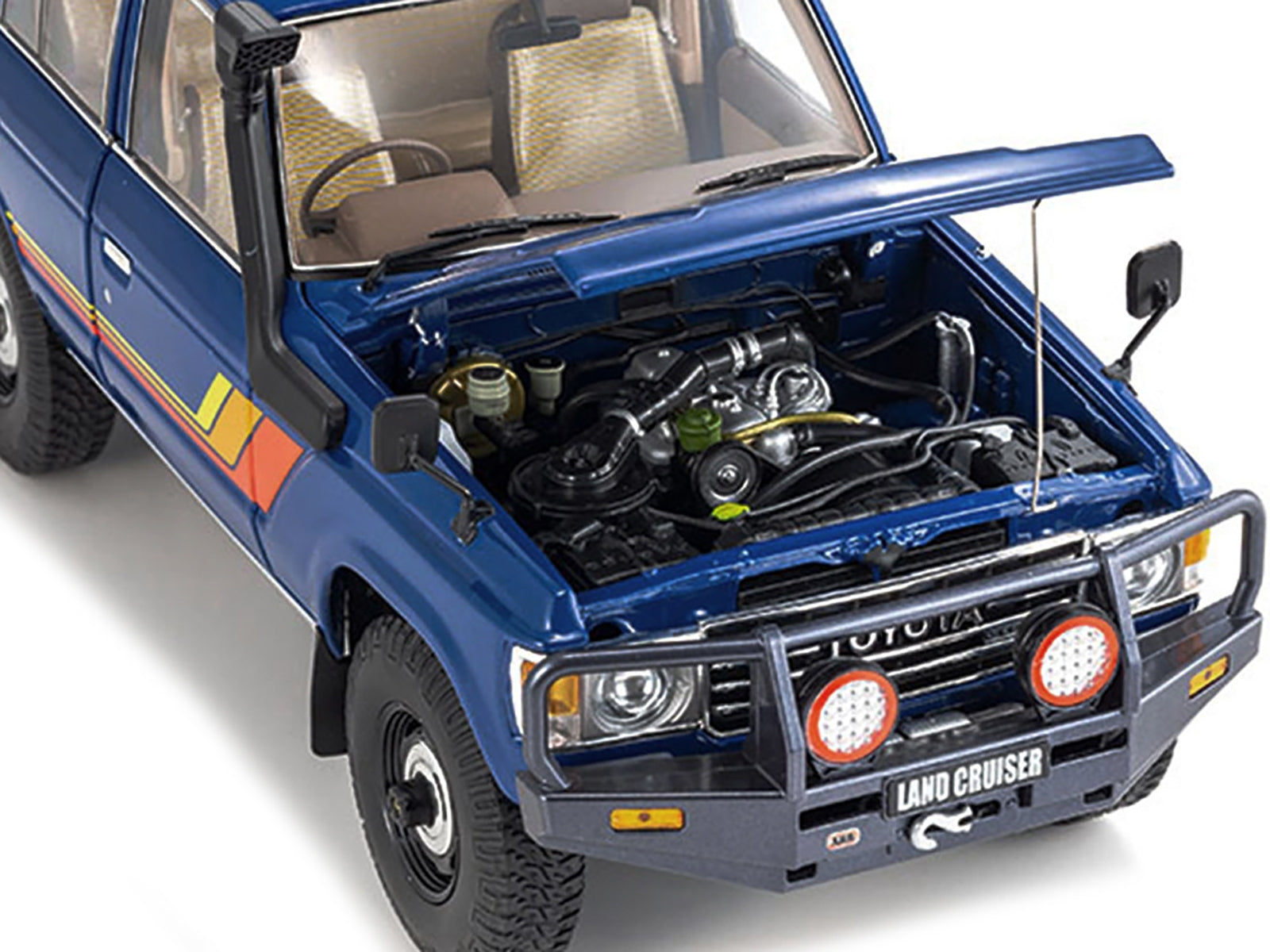 Toyota Land Cruiser 60 RHD (Right Hand Drive) Blue with Stripes and Roof Rack with Accessories 1/18 Diecast Model Car by Kyosho - Premium Toyota Models from Kyosho - Just $270.79! Shop now at Rapidvehicles