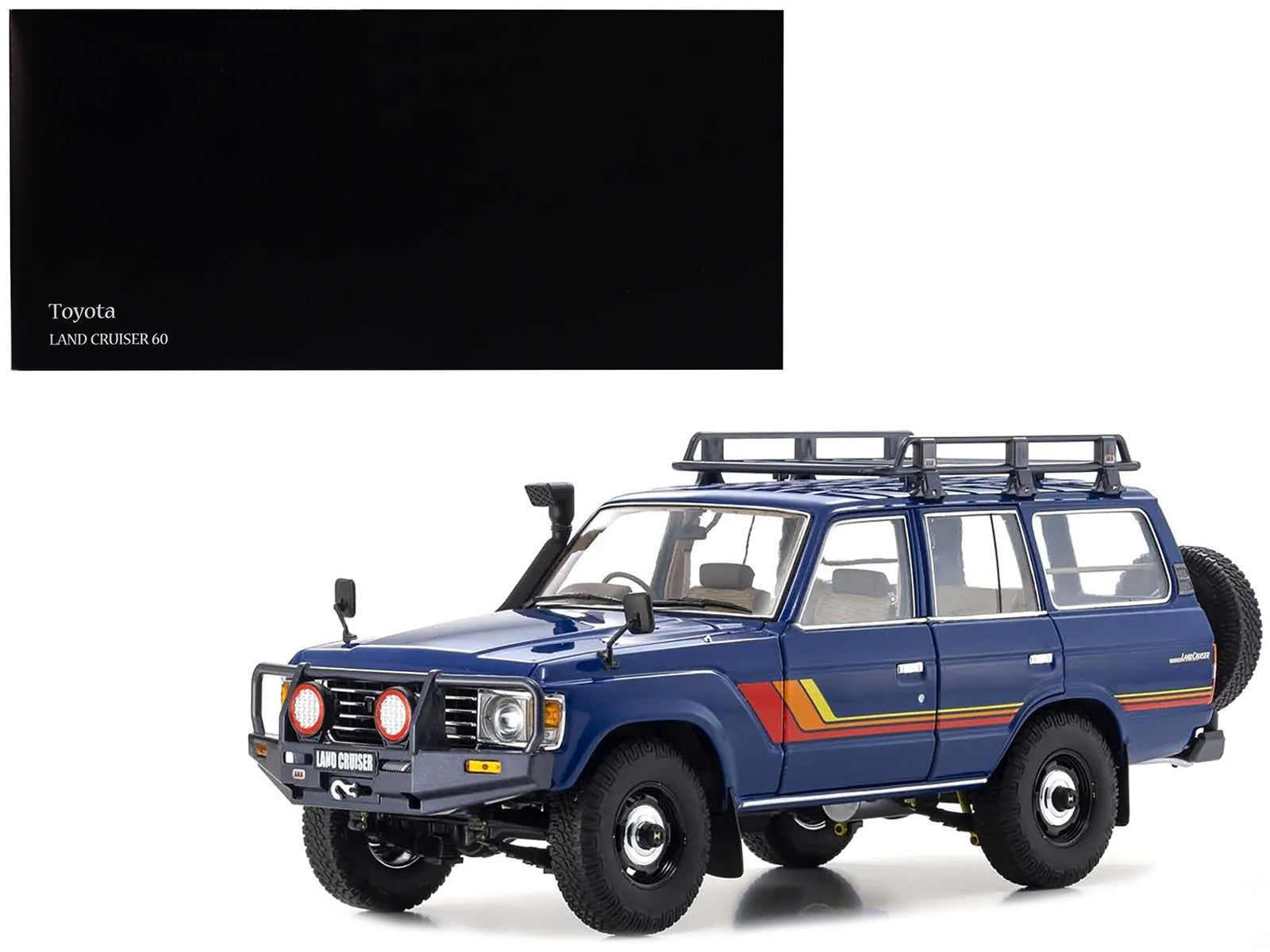 Toyota Land Cruiser 60 RHD (Right Hand Drive) Blue with Stripes and Roof Rack with Accessories 1/18 Diecast Model Car by Kyosho - Premium Toyota Models from Kyosho - Just $270.79! Shop now at Rapidvehicles