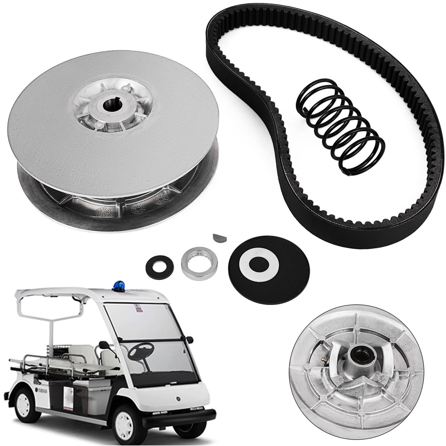 VEVOR Rear Driven Clutch Kit for Yamaha Gas Golf Cart G2-G22 1985+ Secondary Clutch Driven Kit with Belt JN6-G6201-03 JN6-G6201-04, Silver - Premium Drive Clutch from VEVOR - Just $76.84! Shop now at Rapidvehicles