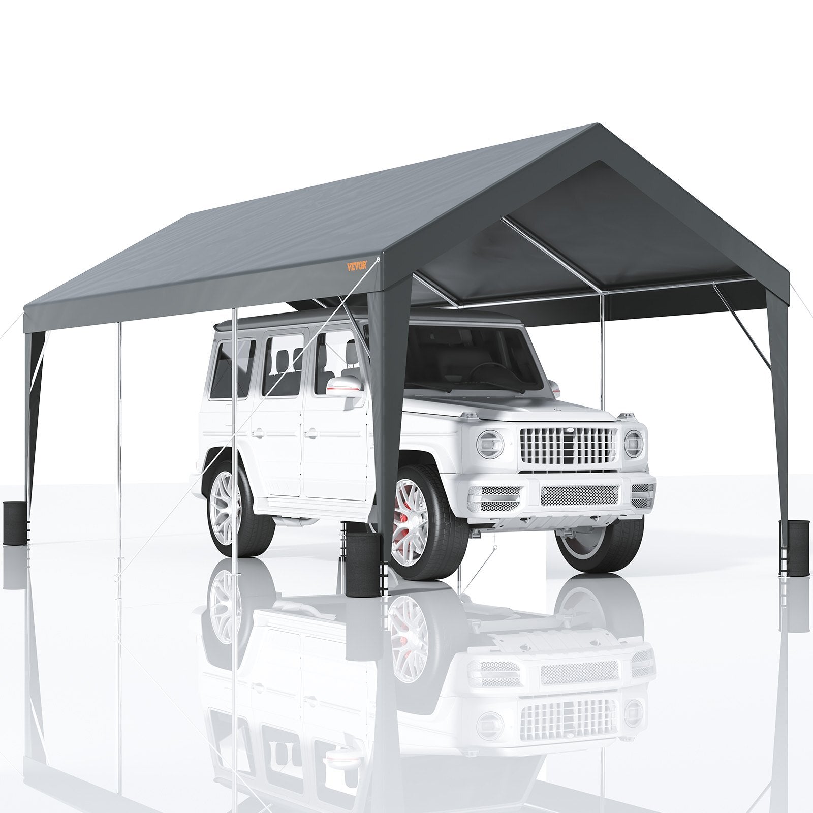 VEVOR Carport, Heavy Duty 10 x 20ft Car Canopy, Outdoor Garage Shelter with 8 Reinforced Poles and 4 Weighted Bags, UV Resistant Waterproof Instant Car Garage Tent for Party Garden Boat, Darkgray - Premium Carports from VEVOR - Just $270.39! Shop now at Rapidvehicles