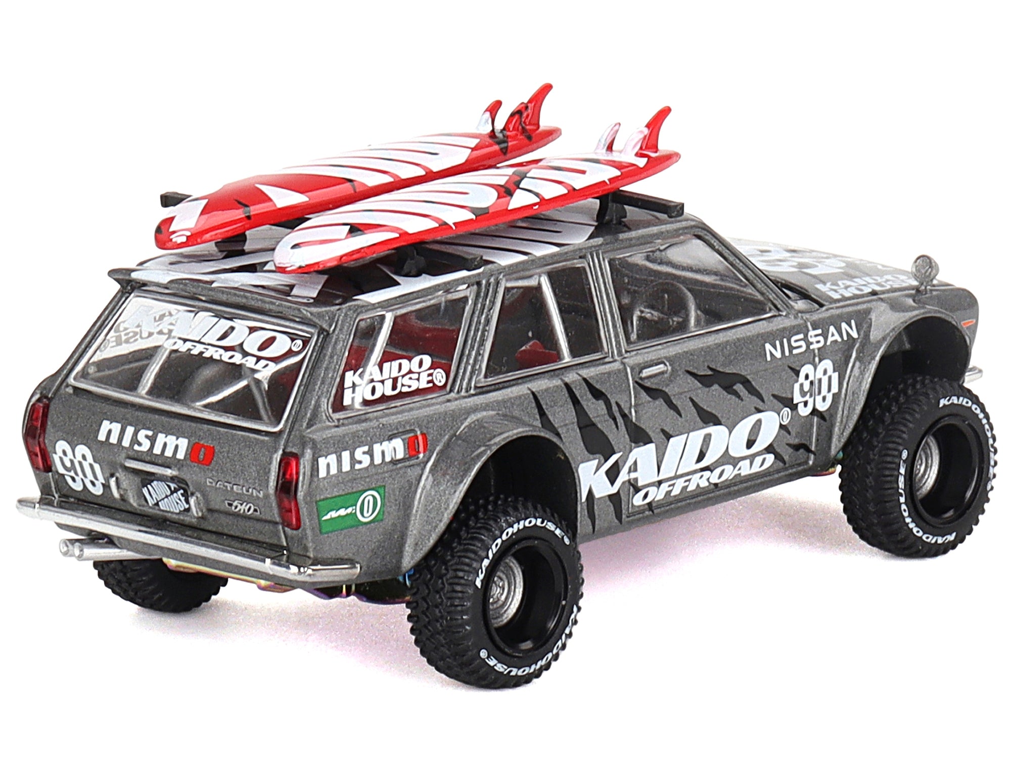 Datsun Kaido 510 Wagon 4x4 RHD (Right Hand Drive) "Kaido Offroad V1" Gray Metallic with Red Interior and Surfboards on Roof (Designed by Jun Imai) "Kaido House" Special 1/64 Diecast Model Car by Mini GT - Premium Datsun Models from Mini GT - Just $42.83! Shop now at Rapidvehicles