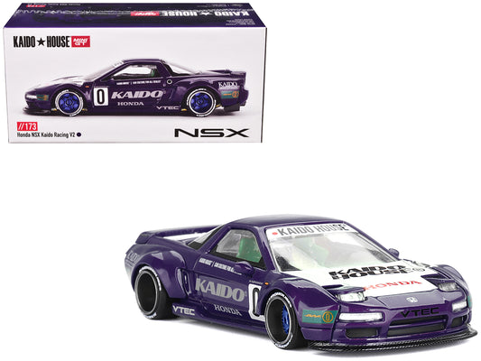 Honda NSX "Kaido Racing V2" #0 Purple with White Hood and Graphics (Designed by Jun Imai) "Kaido House" Special 1/64 Diecast Model Car by Mini GT - Use code SHOPAPP15 to get 15 percent off
