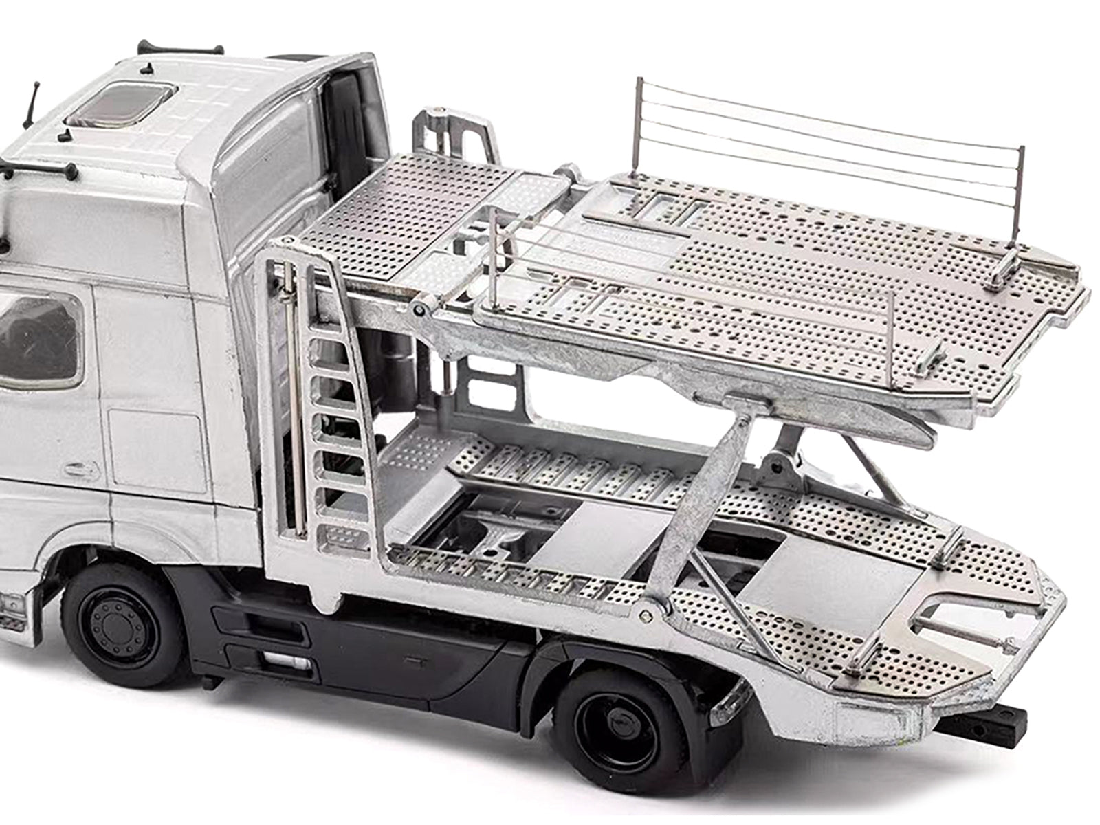 Mercedes-Benz Actros AMG Auto Transporter Silver Metallic 1/64 Diecast Model by GCD - Premium Mercedes Models from GCD - Just $107.84! Shop now at Rapidvehicles