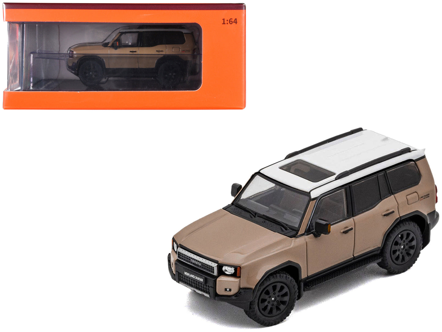 Toyota Land Cruiser Prado 250 Beige with White Top 1/64 Diecast Model Car by GCD